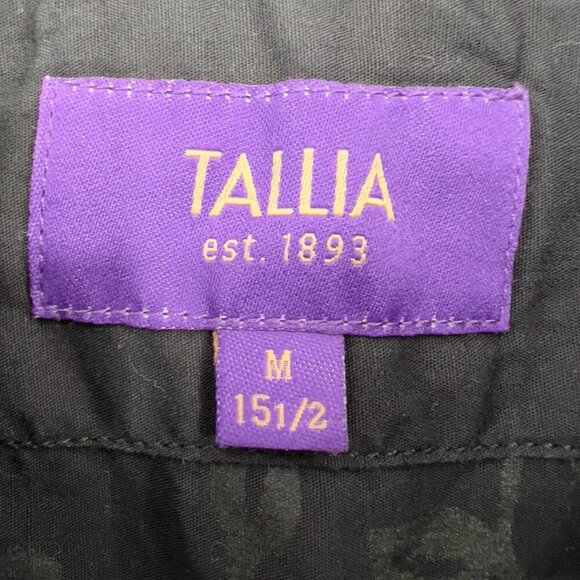 Tallia Men’s Black Floral Button Down Shirt Long Sleeve Size M Neck 15.5 - Picture 9 of 11